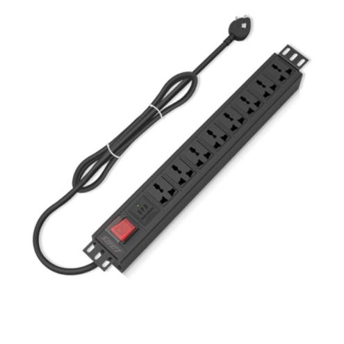 雷迪司 8位万用带总控开关PDU 16A插头